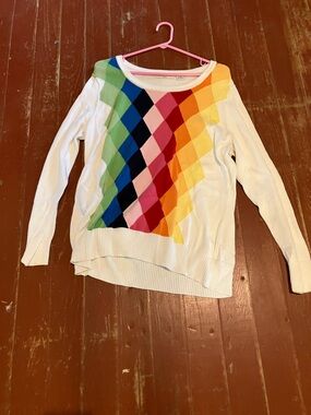 Liz Claiborne Cream and Red Knit Top
